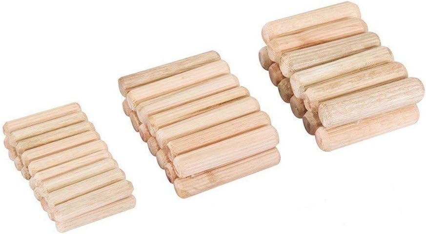 Dowel Pins Wooden,50 Pack Wooden Dowels Plugs for Furniture Bed Drawer Woodwork Grooved Fluted Pin Craft 8 x 30 mm