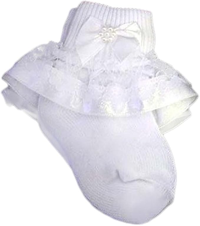 Baby Girls Lace Socks In White. Sizes SML One Pair