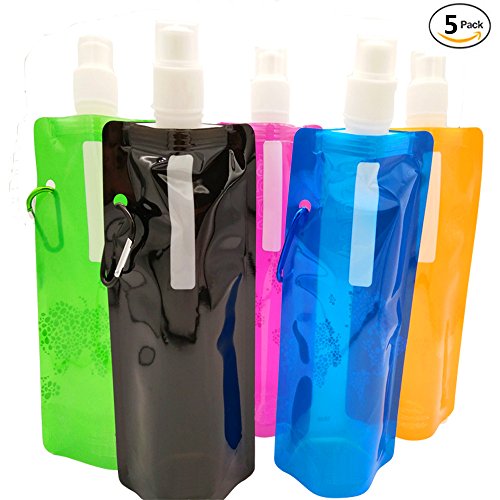 Collapsible Foldable Reusable Water Bottles Durable Lightweight Compact Freezable Freestanding Portable Pouch Flask Bag Ice Pack 5 Packs