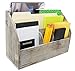 Executive Office Solutions Vintage Rustic Wooden Office Desk Organizer & Mail Rack For Desktop, Tabletop, or Counter - Distressed Torched Wood – For Supplies, Desk Accessories, Mail Barnwood (WO3A)