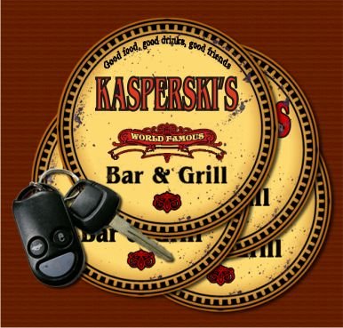 KASPERSKI'S World Famous Bar & Grill Coasters Set of 4