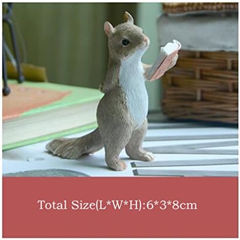 Heliyan Resin Miniature Animal Resin Figurines Home Desktop Balcony Fairy Garden Boutique Reading Bunny Squirrel Hedgehog Pig Statue Decor