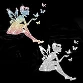 2PCS Sparkling Butterfly Elf Self-Adhesive PVC Rainbow Glittery Decal Sticker for Cars, Laptops, Trucks, Motorcycles Wall Window Luggage Scratch Cover Door Multi-Surface Decor Sticker