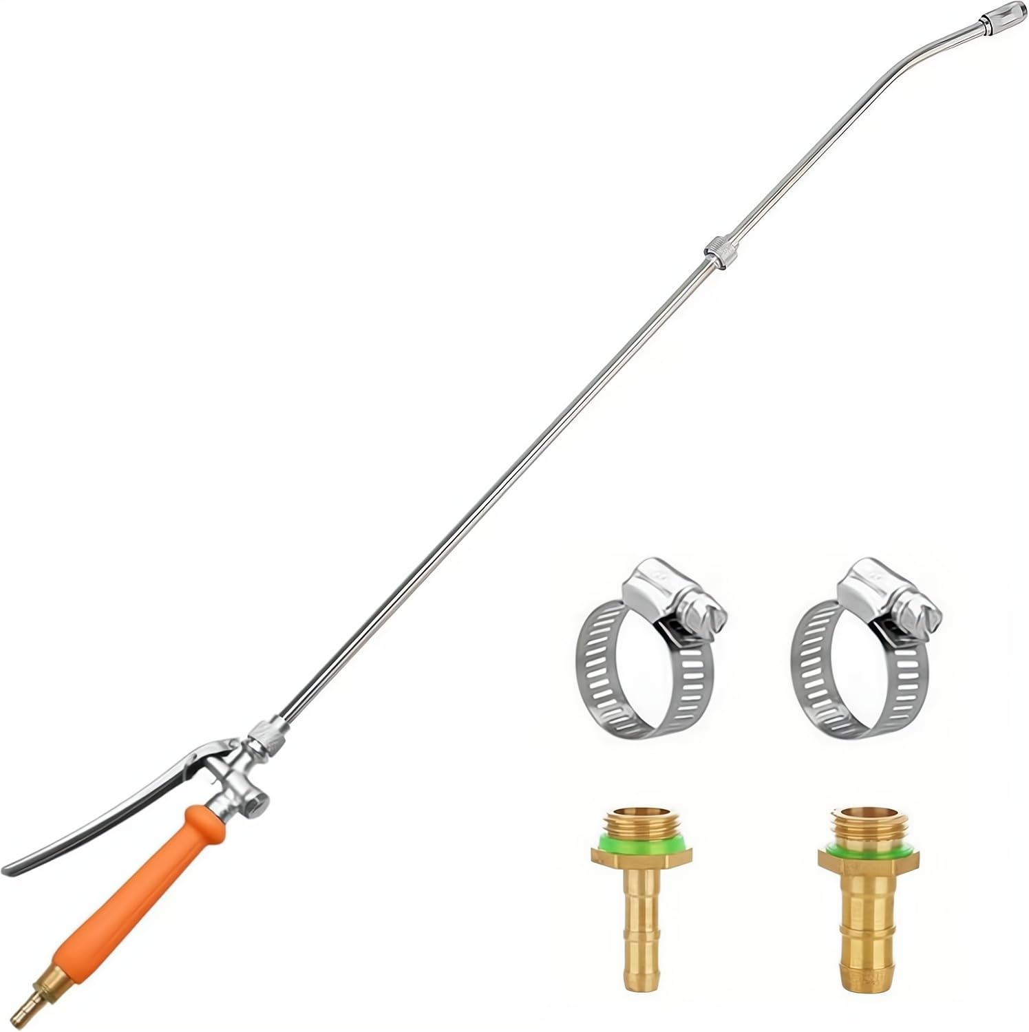 Photo 1 of VANPET All Metal Replacement Sprayer Wand,1/4"" & 3/8"" Brass Barb Sprayer Wand Replacement, Stainless Steel Sprayer Wand with Shut off Valve & 2 Hose Clamps (36 Inches Sprayer Wand)