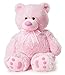 Joon Big Teddy Bear - Fluffy Fur, Ribbon & Bow Signature Footprints- Huggable & Lovable Joy - Ideal Gift for Baby Showers, Loved Ones – Perfect Big Cuddly Plush Toy Companion, 28 Inches, Pink