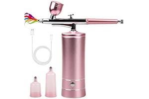 HOOPORIA Airbrush-Kit Air Brush Kit With Airbrush Compressor Nail Charms Wireless Air Brush for Barber, Nail Art, Cake Decor, Makeup, Model Painting (A-Pink)