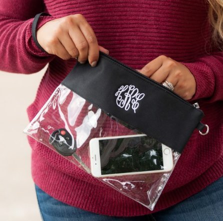 Clear Cross Body Purse Stadium bag NFL approved gameday bag monogrammable clutch tote