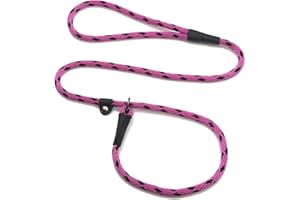 Mendota Pet Slip Leash - Dog Lead and Collar Combo - Made in The USA - Black Ice Raspberry, 3/8 in x 6 ft - for Small/Medium 