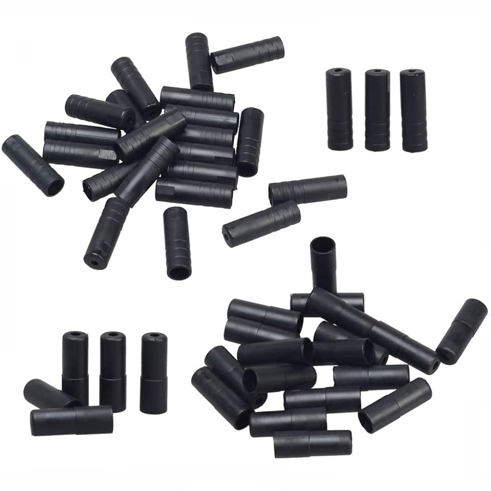 ANCLLO 100 Pieces Bike Bicycle Plastic 5mm Brake Cable Housing Ferrule End Caps and 100 Pieces Plastic Bike Shift Cable End Caps Crimp 4mm Shifter Housing Wire Line Pipe Ferrules