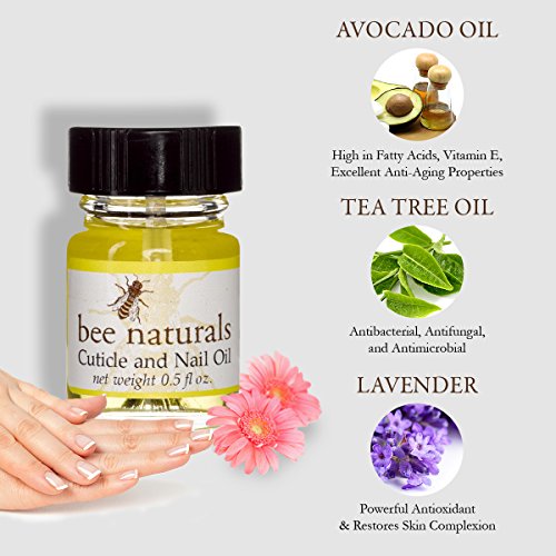 Best All Natural Cuticle Oil - Bee Naturals Nail Oil Helps Cracked Nails and Rigid Cuticles - Perfect Vitamin E Enriched Treatment for Moisture, Softness & Health - Anti-Fungal Tea Tree Essential Oils Beauty & Personal Care, Foot, Hand & Nail Care, Nail Care, Cuticle Care, Cuticle Creams & Oils