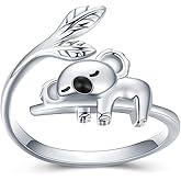 JUSTKIDSTOY Panda/Koala Ring 925 Sterling Silver Cute Animal Ring Adjustable Open Ring Panda Jewelry Gift for Women Girls