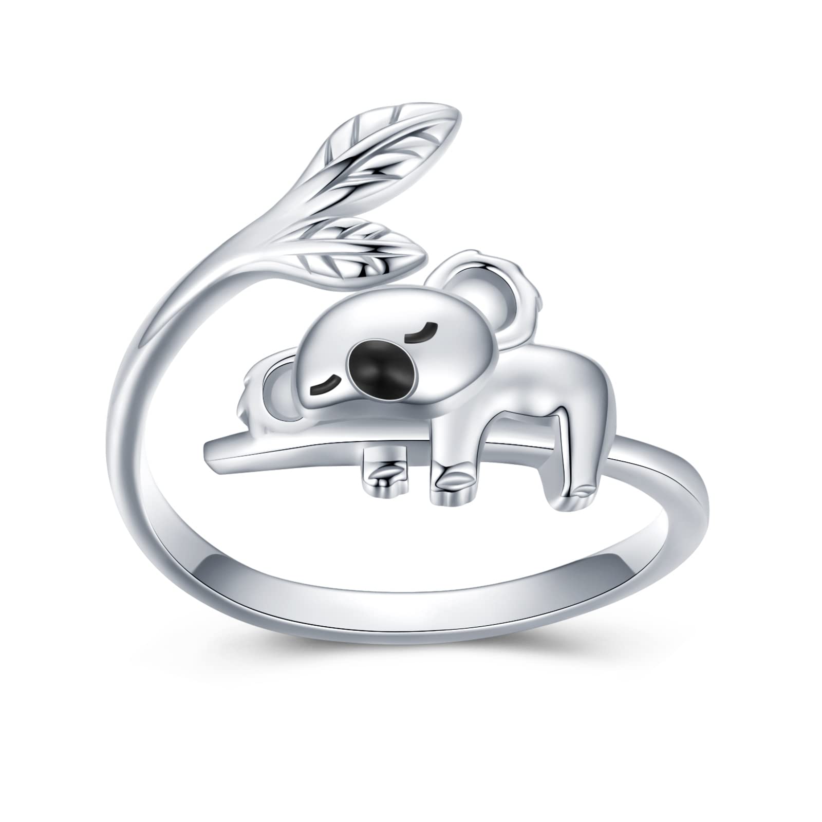 Midir&Etain Koala Ring for Women 925 sterling Silver Koala Bear Adjustable Open Ring Cute Animal Jewellery Koala Gifts for Girls
