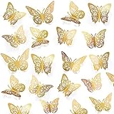 Crosize 72 Pcs Gold Butterfly Decorations, 3 Sizes