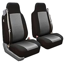 FH Group FB302GRAY102 Gray Classic Cloth Built-In Seatbelt Compatible High Back Seat Cover, Set of 2