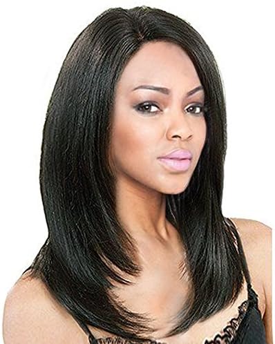 KRSI Short Layered Bob Cut Synthetic Wigs for Black Women Side Part Natural Yaki Straight Bob Style Black Wigs For Women Costume Cosplay Party Wigs