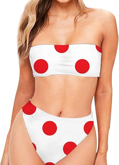 red strapless bikini