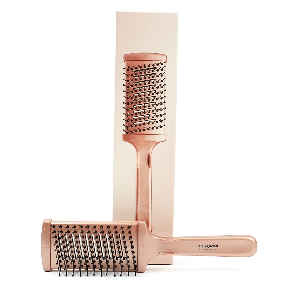 Termix Professional Gold Rose Large Thermal Flat Brush for Detangling and Smoothing, Ceramic Technology for Quick Drying, Intense Shine and Ergonomic Design, Limited Edition