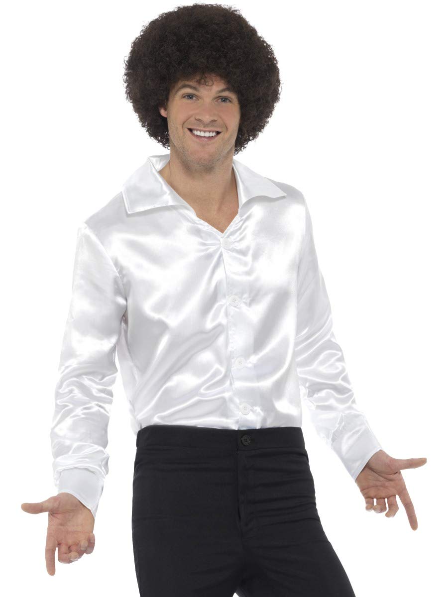 Smiffys 60s Shirt, White , 1960's Groovy Fancy Dress, 1960s Dress Up Costumes