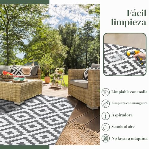 Mokani Waterproof Outdoor Rug 240 x 300 cm, Polypropylene Carpet for Garden, Terrace, Balcony, Pool, Picnic, UV Protection, Easy to Clean, Foldable and Storage