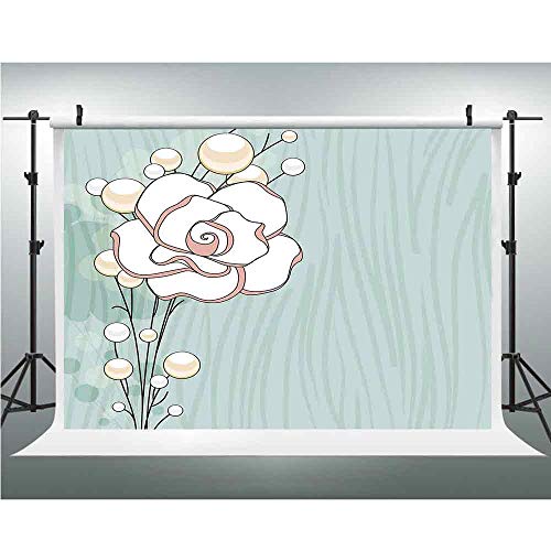 Flower,Cotton Cloth Backdrop Newborn Photography Baby Photo Studio Props Adults Portrait Pictures Background,10x20ft,Romantic Rose Sign of Eternal Love with Pearls The Purity Icon Print