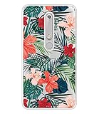 Nokia 6.1 Case, Nokia 6 2018 Case, BAISRKE Slim Shockproof Clear Floral Pattern Soft Flexible TPU Back Cover for Nokia 6.1 2018 [Palm Tree Leaves]