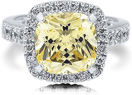 suchadaluckyshop by Lucky Elegance Women 925 Sterling Silver Princess Cut Citrine Ring Wedding Jewelry New (9)
