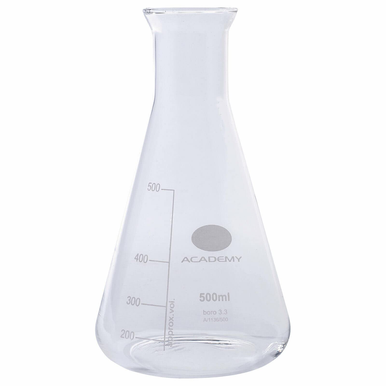 Academy Boiling Flask, Academy Erlenmeyer Flask - 500ml Narrow Neck