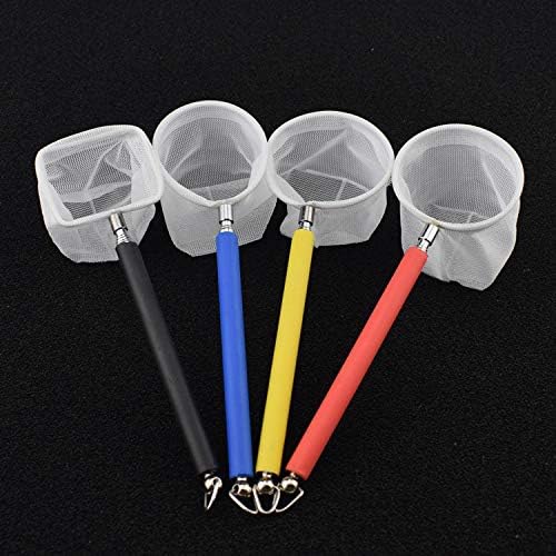 Aogbithy Fishing Folding Extendable Aquarium Fishing Net Telescopic Handle Fish Tank Shrimp Betta Catcher (Red)