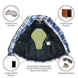Daniel Smart Men Motorcycle Plaid Shirt All Season