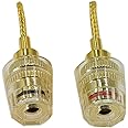 Arklove 2-Pack Gold Plated 24K 4mm Female to 2mm Pin Banana Adapter for Spring Loaded Speaker Terminals