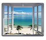 Wknoon Mouse Pad Palm Trees Tropical Island Beach