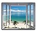 Wknoon Mouse Pad Palm Trees Tropical Island Beach Nature Paradise Panoramic Picture Through Wooden Windows Scene Custom Design