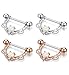 ORAZIO 4Pcs 14G 316L Stainless Steel CZ Nipple Piercing Barbell Belly Button Ring for Women (C:Opal Stone, Silver-tone+Rose gold)