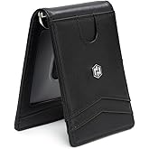 Hayvenhurst Minimalist Slim Wallet For Men - RFID Blocking Credit Card Holder - Leather Billfold Wallet with Metal Money Clip