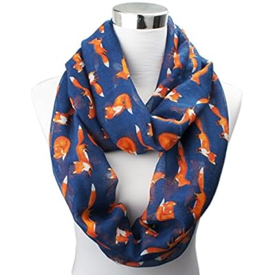 Vivian & Vincent Soft Light Cartoon Fox Sheer Infinity Scarf Vivian & Vincent Soft Light Cartoon Fox Sheer Infinity Scarf