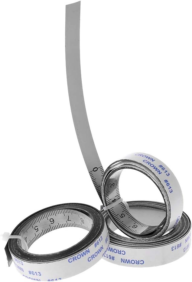 Mikiya Stainless Steel Miter Track Tape Measure Self Adhesive Metric Scale Ruler 1M-3M for T-Track Router Table Saw Woodworking Tool (2m, N)