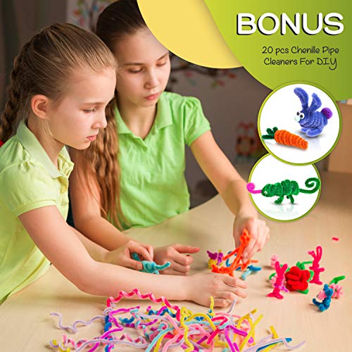 Foldable Kids Travel Tray for Airplane Travel Activities and Games, Use on Plane/Train Tray Table, Toddlers and Children, Unisex - Compact Light Portable - W/Fun Chenille Pipe Cleaners for DIY