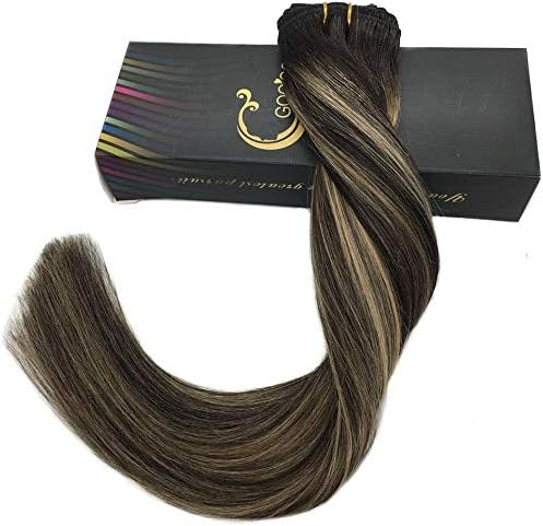 GOO GOO Clip in Human Hair Extensions, 24inch 120g 7pcs, Hair Extensions Clip in, 1B/19/1B Balayage Black to Light Blonde - Image 4