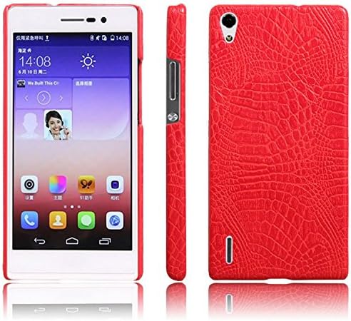 Huawei Ascend P7 Case, HL Brothers Vintage Cases Series, Premium Crocodile Pattern PU Leather Case Back Cover for Huawei Ascend P7 Smartphone (Crocodile Leather Cover Red)