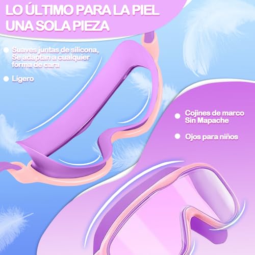 Gafas de Natación para Niños,2 Pcs Anteojos de Natación para Niños con Tapón para La Oídos y Clip para La Nariz,Swim Goggles Ajustable de Silicona,Protección UV,Sin Fugas,Antivaho Anteojos de Natación