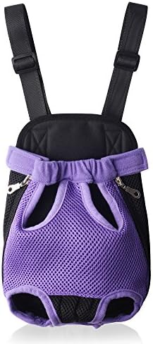 Puppy Dog Cat Nylon Pet Carrier Backpack Front Tote Net Bag (Large, Purple)