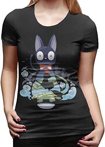 Kiki's Delivery Service Flying Jiji Art Women T-shirt X-Large Black
