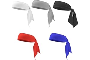 Ukontagood 5 Pack Heads Tie Headband, Sport Athletic Sweatbands for Tennis Basketball Running Karate for Men Women Youth Kids