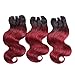 8A 100% Brazilian Virgin Hair 2 Tone Body Wave Bundles 4 Bundles 10 Inch 50 g/pcs Total 200 g Ombre Burgundy Human Hair Extensions Hair Weaving (1B/99J Black To Burgundy)