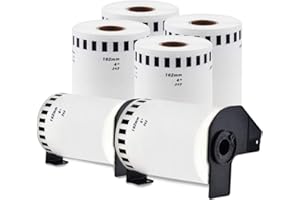 ENKO PRODUCTS enKo - Compatible DK-2243 Continuous Paper Labels (4 Inch x 100 Feet) Compatible for Brother QL Label Printers - 6 Rolls + 2 Refillable Cartridges