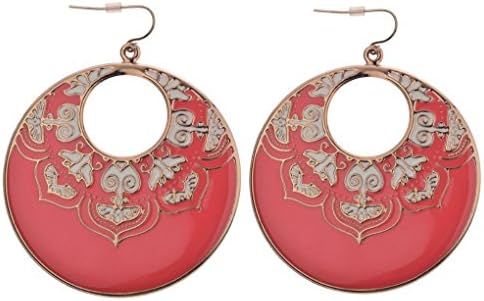 Jew: Fashion Jewelry 1 Pair Vintage Bohemia Retro Boho Style Hollow Flower Orange Enamel Earrings Dangle Earrings