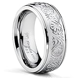 7MM Stainless Steel Ring With Engraved Florentine Design Size 10