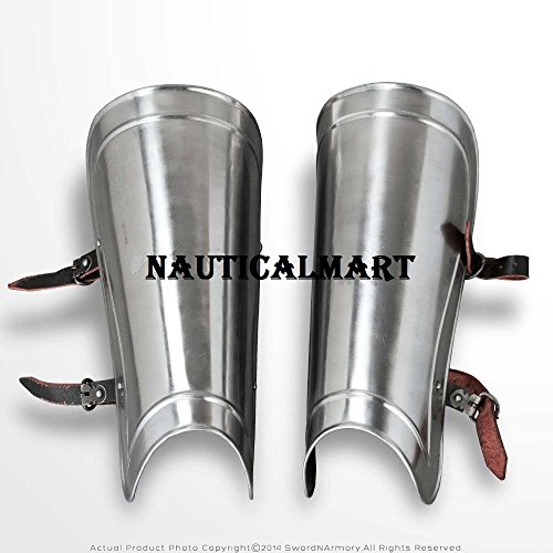 Medieval 20 Gauge Steel Plate Armour Type A Greaves Leg Protector Leather Straps