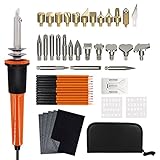 50 PCS Wood Burning Kit, Wood Burning Tool Set for Pyrography Creative Include Carving/Embossing/Soldering Tips+ Wood Burning Pen + Stencil + Stand + Carrying Case