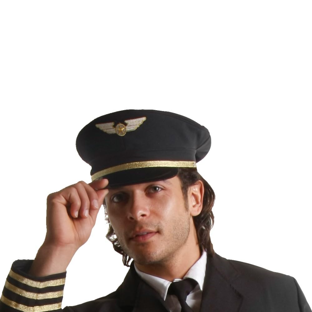 Dress Up America Pilot Hat - Black Airline Captain Cap - Pilot Costume Accessory for Kids and Adults